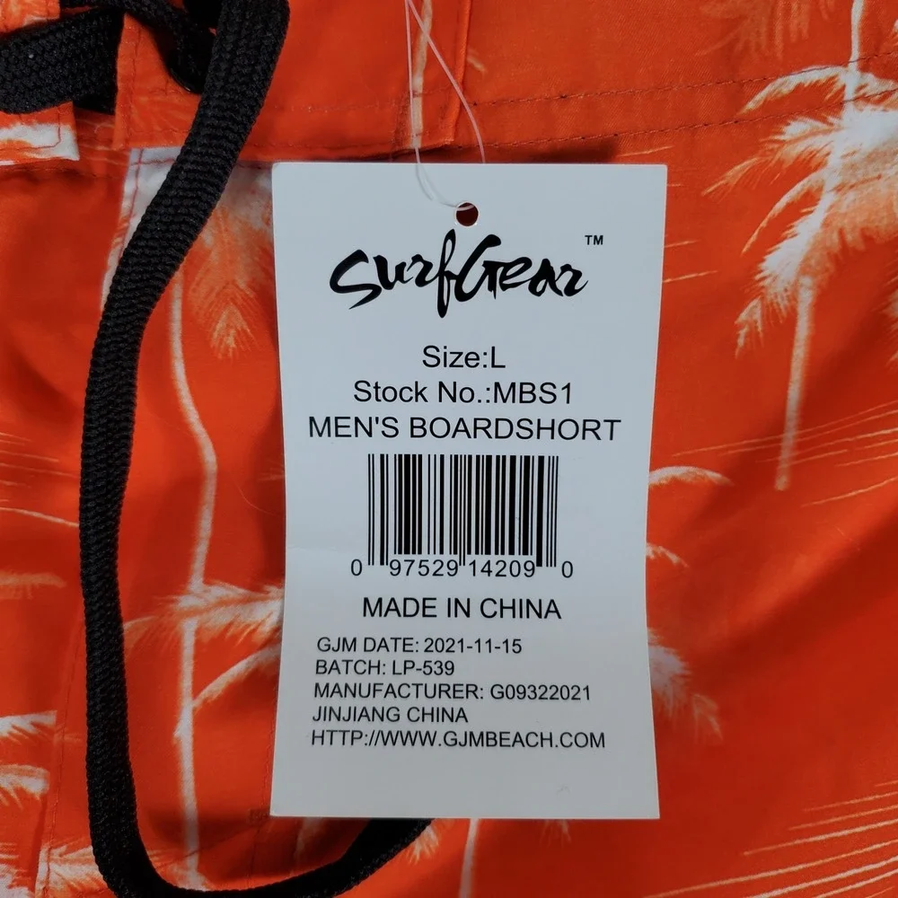 SurfGear Board Shorts‎ Men's Size Large Orange and White NWTGS